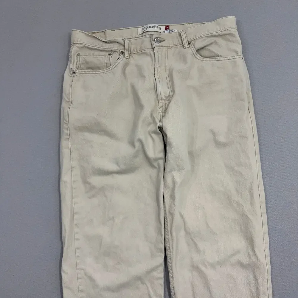 Vintage Levis 505 Regular Fit Jeans Men's 38x34 (Fits 36x33) Cream y2k 2008